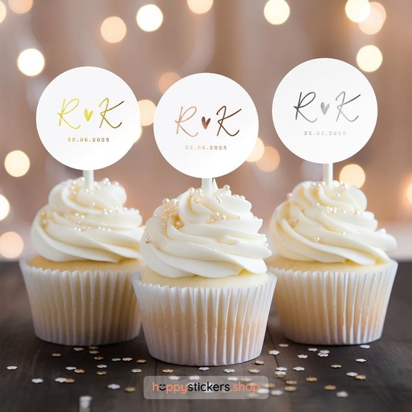 Jingle Monogram Stickers with Initials & Date • Wedding Stickers • Circle Labels - Picture 8 of 17